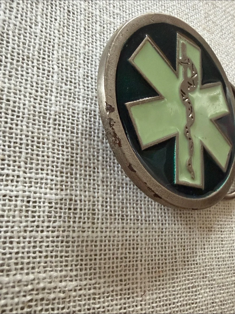 Vintage EMS Star of Life Belt Buckle- Green Star of Life